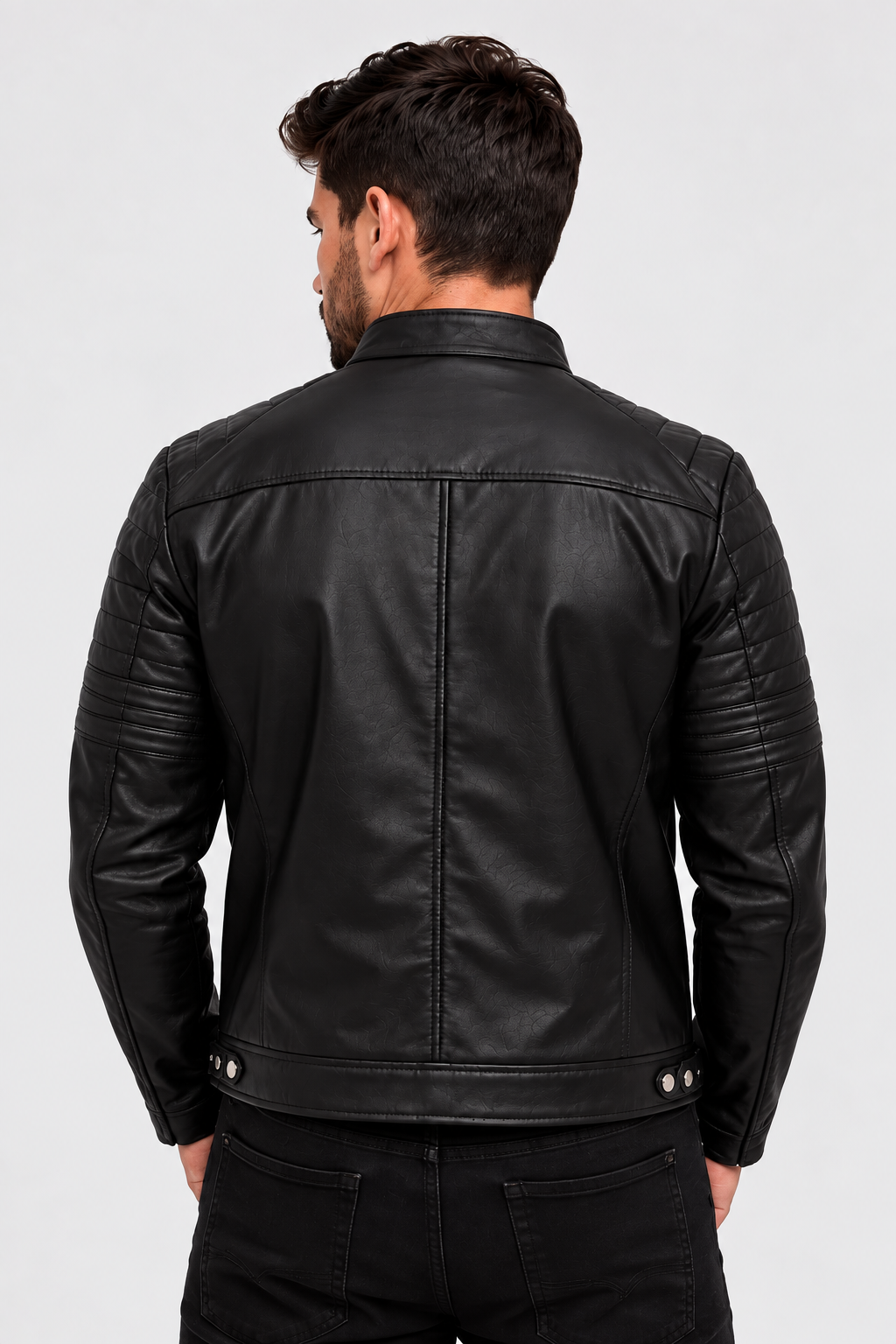Jaqueta Masculina Couro Legítimo Preta Motoqueiro Nico