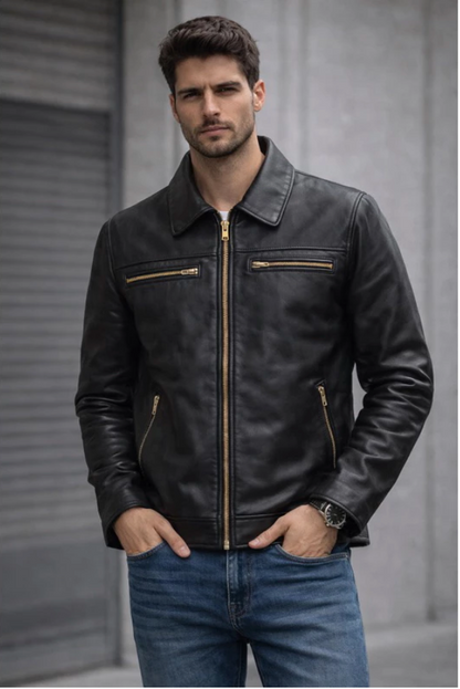 Jaqueta Couro Legítimo Chiareli Essential Black