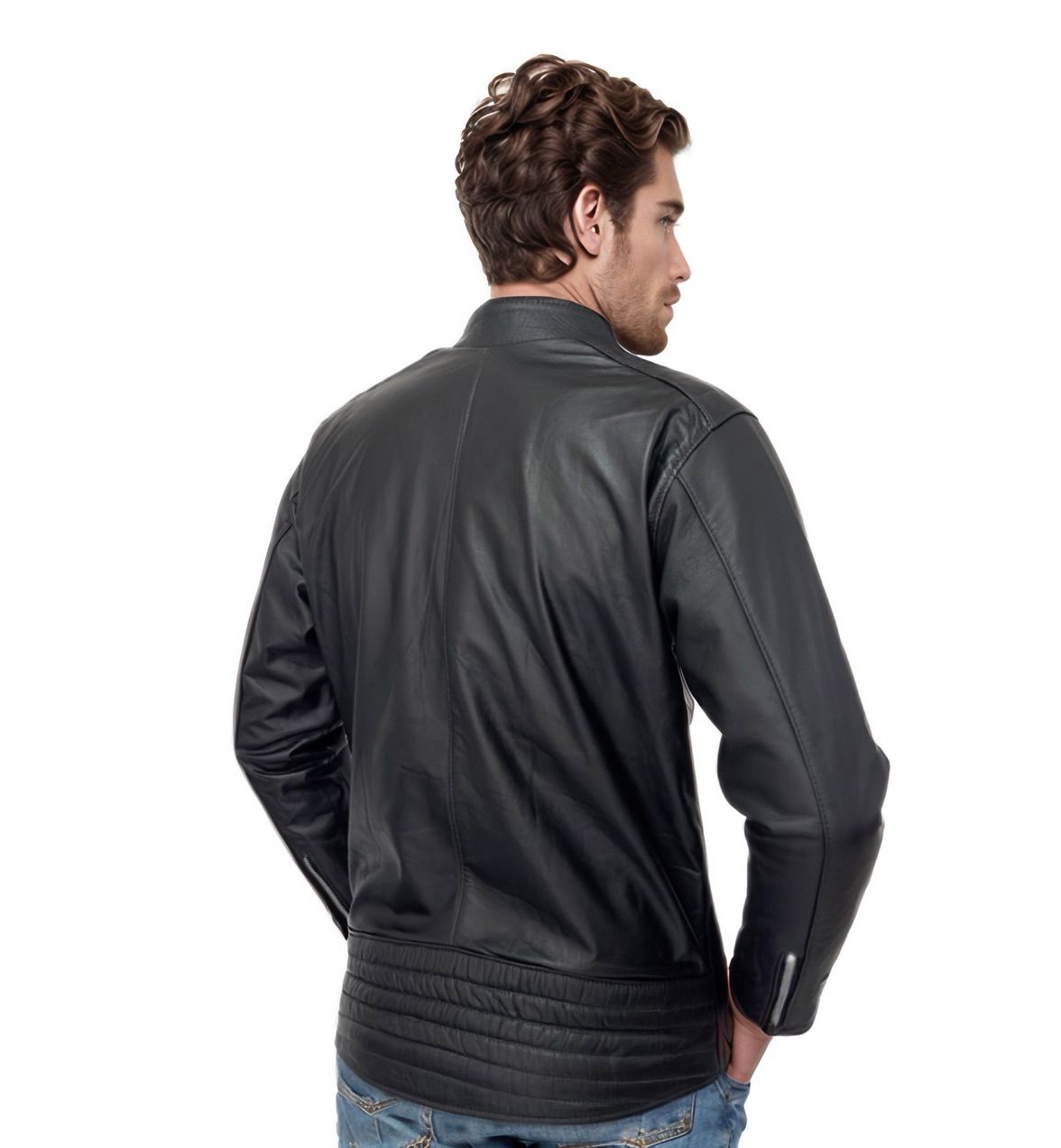 Jaqueta De Couro Bovino Legítimo Masculina Slim Preta