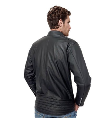 Jaqueta De Couro Bovino Legítimo Masculina Slim Preta