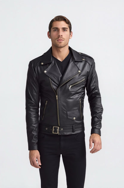 Jaqueta de Couro Bovino Legitimo Modelo Rock Black
