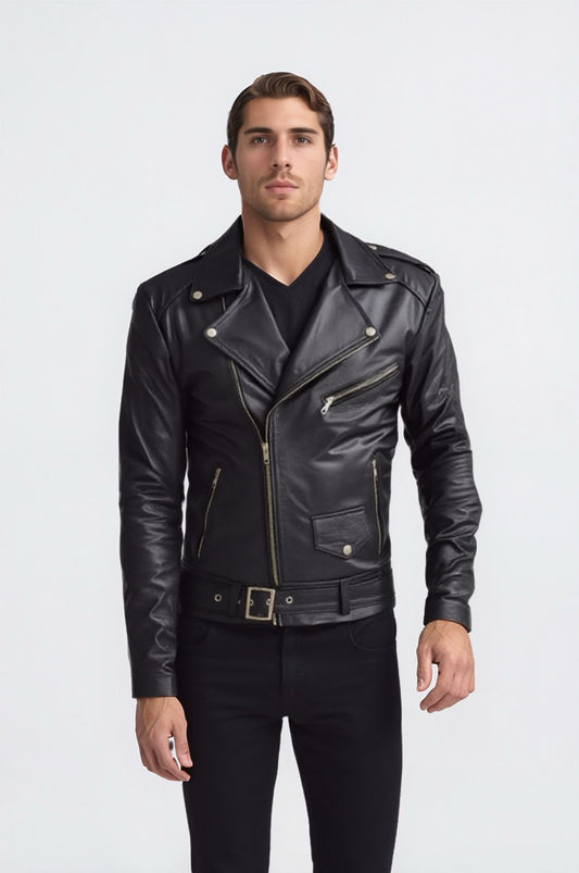 Jaqueta de Couro Bovino Legitimo Modelo Rock Black