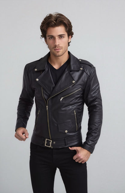 Jaqueta de Couro Bovino Legitimo Modelo Rock Black