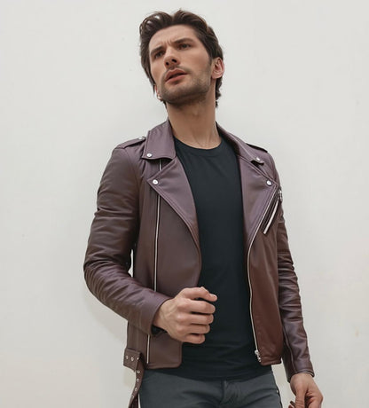 Jaqueta de Couro Bovino Legitimo Modelo Rock Marrom Classic